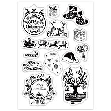 GLOBLELAND Merry Christmas Theme Clear Stamps Antler Gift Socks Bell Silicone Stamp Cards for Card Making Photo Album Decoration and DIY Scrapbooking