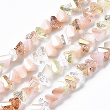 Honeyhandy Electroplate Glass Beads Strands, Triangle, Antique White, 3.5x6x4.5mm, Hole: 1mm, about 100pcs/strand, 13.39 inch~14.56 inch(34~37cm)