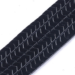 Honeyhandy Spray Painted Non-magnetic Synthetic Hematite Beads Strands, Arrow/Chevron, Black, 5.5x6x2mm, Hole: 0.7mm, about 107pcs/strand, 16.1 inch