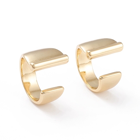 Brass Cuff Rings, Open Rings, Long-Lasting Plated, Real 18K Gold Plated, Letter.I, Size 6, 17mm
