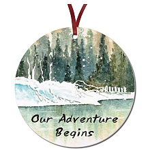 CRASPIRE Christmas Ornaments 3 inch Our Adventure Begins Christmas Ornaments Christmas Tree Pendant with Ribbon and Gift Box Acrylic Ornaments for Wedding, Birthday, Christmas Decoration