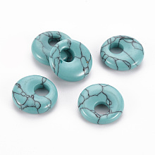 Honeyhandy Synthetic Turquoise Pendants, Donut/Pi Disc, 17.5~18.5x5.5mm, Hole: 5.5mm