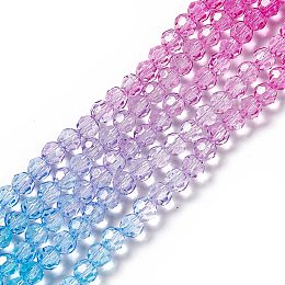 Transparent Glass Beads Strands, Faceted, Round, Colorful, 4mm, Hole: 0.8mm, about 98pcs/strand, 15.16 inch(38.5cm)