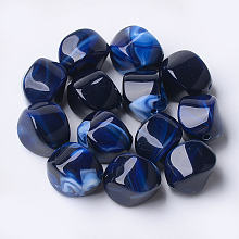 Honeyhandy Acrylic Beads, Imitation Gemstone Style, Nuggets, Dark Blue, 15.5x12x12mm, Hole: 1.8mm, about 310pcs/500g