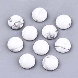 Honeyhandy Natural Howlite Cabochons, Half Round/Dome, 8x3~4mm