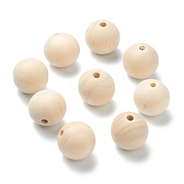 Honeyhandy Natural Unfinished Wood Beads, Round Wooden Loose Beads, Wheat, 29.5x27.5mm, Hole: 6mm