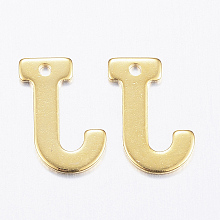 Honeyhandy 304 Stainless Steel Charms, Letter, Initial Charms, Letter.J, 11x6~12x0.8mm, Hole: 1mm