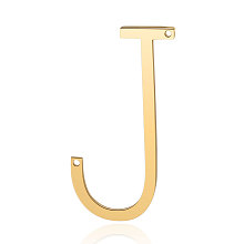 Honeyhandy 201 Stainless Steel Links connectors, Letter, Golden, Letter.J, 37x19x1mm, Hole: 1mm