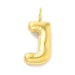 Honeyhandy Ion Plating(IP) 304 Stainless Steel Pendants, Real 14K Gold Plated, Balloon Letter Charms, Bubble Puff Initial Charms, Letter J, 24x11x5mm, Hole: 4mm