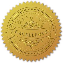 CRASPIRE Excellence Gold Foil Certificate Seals Self Adhesive Embossed Seals Gold Stickers 100pcs Medal Decoration Labels for Envelopes Diplomas Certificates Awards Graduation