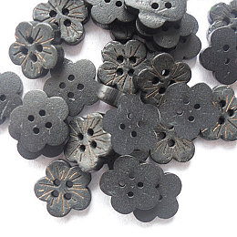 Honeyhandy Carved Basic Sewing Button, Coconut Button, Dark Gray, about 13mm in diameter