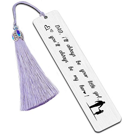 FINGERINSPIRE Metal Bookmarks Father's Gift - I'll Always Be Your Little Girl You'll Always Be My Hero Metal Engraved Bookmark with Tassel & Gift Box Birthday Gift Bookmarks from Daughter