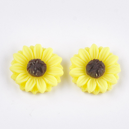 Honeyhandy Resin Cabochons, Sunflower, Yellow, 15x5mm