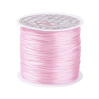 PandaHall Elite 1 Roll Pink 0.8mm Elastic Stretch Polyester Threads Beading String Cord 60m per Roll for Jewelry Making Bracelets Necklace