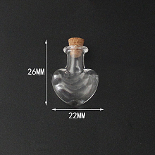 Honeyhandy Mini High Borosilicate Glass Bottle Bead Containers Bead Containers, Wishing Bottle, with Cork Stopper, Heart, Clear, 2.6x2.2cm