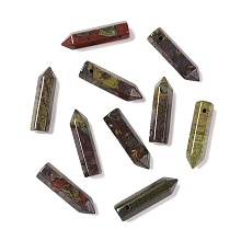 Honeyhandy Natural Dragon Blood Pointed Pendants, Faceted, Bullet, 30~33x8~9mm, Hole: 1.4~1.6mm