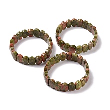 Honeyhandy Natural Unakite Oval Beaded Stretch Bracelet, Gemstone Jewelry for Women, Inner Diameter: 2-1/8 inch(5.4~5.5cm)