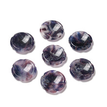 Honeyhandy Natural Amethyst Worry Stones, Flower Shape, 37.5~38x38x7~7.5mm