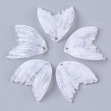 Honeyhandy Acrylic Pendants, Imitation Gemstone Style, Wing, Clear, 27x25.5x3mm, Hole: 2mm, about 370pcs/500g