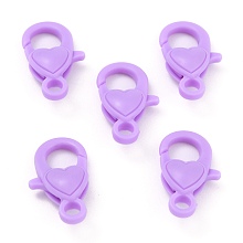 Honeyhandy Plastic Lobster Claw Clasps, Heart, Lilac, 22.5x13x6.5mm, Hole: 3mm