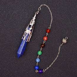 Honeyhandy Natural Lapis Lazuli & Mixed Gemstone Bullet Pointed Dowsing Pendulums, Chakra Yoga Theme Jewelry for Home Display, 300mm