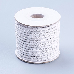 Honeyhandy Round Braided Cowhide Cords, White, 3mm, about 10.93 yards(10m)/roll