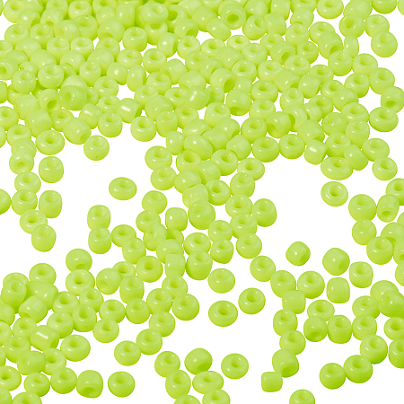 PandaHall Elite 8/0 Round Glass Seed Beads Diameter 2-3mm Opaque Yellow Green Loose Beads for Jewelry Making, about 1500pcs/bag