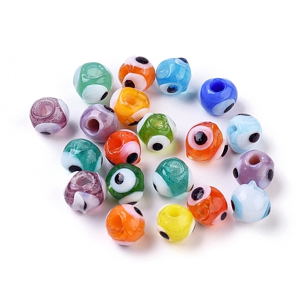ARRICRAFT Handmade Lampwork Beads, Evil Eye, Mixed Color, 6mm, Hole: 2mm