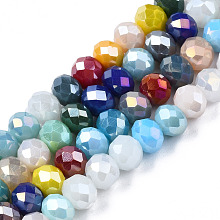 ARRICRAFT Electroplate Glass Beads Strands, Faceted, Rondelle, Colorful, 5.5~6x5mm, Hole: 1mm, about 90~92pcs/strand, 16.54 inch~16.93 inch(42~43cm)