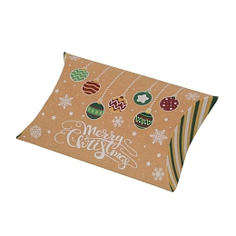 Honeyhandy Christmas Theme Cardboard Candy Pillow Boxes, Cartoon Bell Candy Snack Gift Box, Colorful, Fold: 7.3x11.9x2.6cm