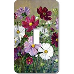 CREATCABIN 2Pcs Wild Flower Single Toggle Light Switch Plate Covers Decorative Wall Plates Cover Acrylic Electrical Outlet Wallplates For Bedroom Kitchen Accessories Home Decor, 2.7 x 4.5 Inch