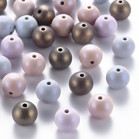 Arricraft Spray Painted Acrylic Beads, Round, Mixed Color, 10x9.5mm, Hole: 1.6mm, about 870pcs/500g