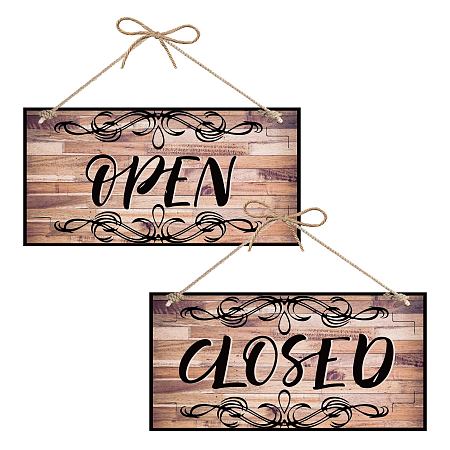 CREATCABIN Open Closed Sign Business Double Sided Sign Waterproof Wood Hanging Plaque Wall Art for Business Door Walls Window Shop Store Bar Hotel Decoration Gift 12 x 6 Inch,Retro Color