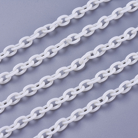 Honeyhandy ABS Plastic Cable Chains, Oval, White, 14.96 inch~15.35 inch(38~39cm), 5.5~6mm