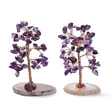 Honeyhandy Natural Amethyst Chips & Agate Pedestal Display Decorations, Tree of Life Healing Stone Tree, for Reiki Healing Crystals Chakra Balancing, Cadmium Free & Lead Free, 59~70x47~65x100~114mm