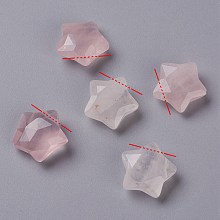 Honeyhandy Natural Rose Quartz Charms, Star, Faceted, 13~13.5x14~14.5x6~6.5mm, Hole: 0.8mm