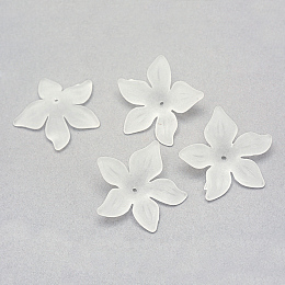 Honeyhandy Transparent Acrylic Beads, Frosted, Flower, White, 29x27x7mm, Hole: 1.5mm, about 568pcs/500g