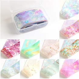 Honeyhandy 10 Style Transfer Foil Nail Art Stickers, Nail Decals, DIY Nail Tips Decoration for Women, Marble Pattern, 50x4cm, 10sheets/box, Box: 8.6x5.6x2.45cm