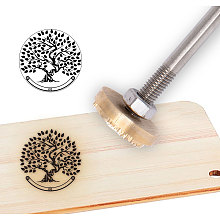 OLYCRAFT Stamping Embossing Soldering Brass with Stamp, for Cake/Wood, Tree Pattern, 30mm