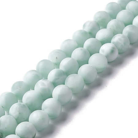 Honeyhandy Frosted Natural Aqua Blue Obsidian/Green Obsidian Beads Strands, Round, 8mm, Hole: 0.8mm, about 48pcs/strand, 15.67''(39.8cm)