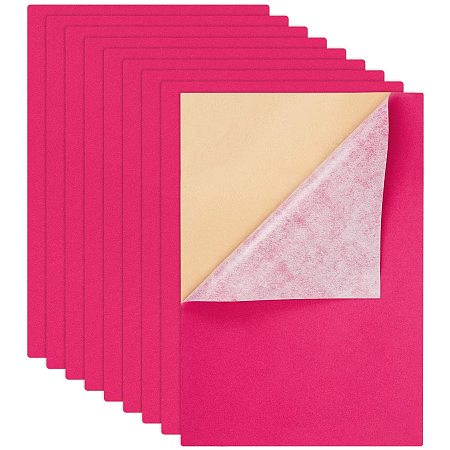 BENECREAT 12PCS Velvet (Deep Pink) Fabric Sticky Back Adhesive Felt Sheet11.5
