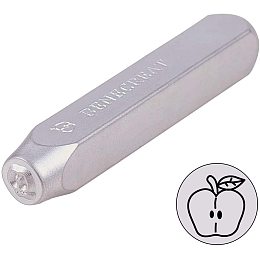 BENECREAT 6mm 1/4" Apple Metal Design Stamps Matte Hard Carbon Steel Punch Stamping Tool for Jewelry Leather Wood Crafting