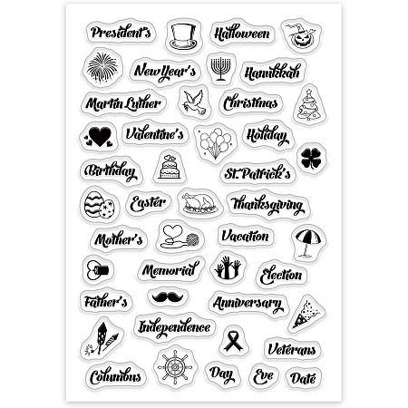 GLOBLELAND Multiple Festival Words Clear Stamps Silicone Transparent Stamps for Card Making Decoration and DIY Scrapbooking