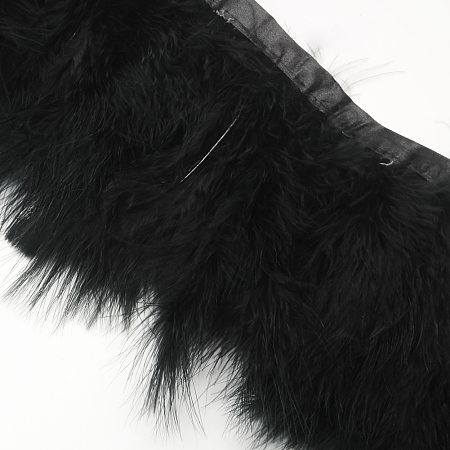 Honeyhandy Fashion Feather Cloth Strand Costume Accessories, Black, 120~190x28~56mm, about 2m/bag