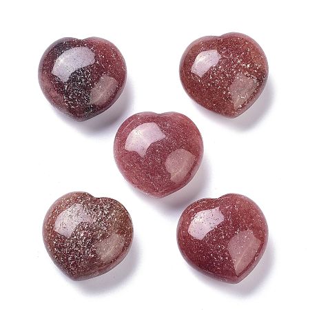 Honeyhandy Natural Strawberry Quartz Heart Love Stone, Pocket Palm Stone for Reiki Balancing, 30x30x15~16mm