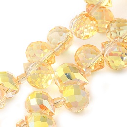 Electroplate Glass Beads Strands, Teardrop, Gold, 10~11x8mm, Hole: 1mm, about 96~98pcs/strand, 26.97''~27.17''(68.5~69cm)