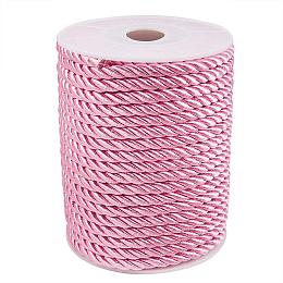 PandaHall Elite 5mm/ 18 Yards Twisted Cord Rope Nylon Twisted Cord Trim Thread String for Home Décor Curtain Tieback, Honor Cord (Pearl Pink)