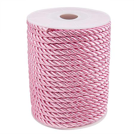 PandaHall Elite 5mm/ 18 Yards Twisted Cord Rope Nylon Twisted Cord Trim Thread String for Home Décor Curtain Tieback, Honor Cord (Pearl Pink)