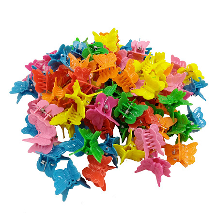 ARRICRAFT Kids Hair Accessories, Plastic Claw Hair Clips, Butterfly, Mixed Color, 18x18mm, about 100pcs/bag