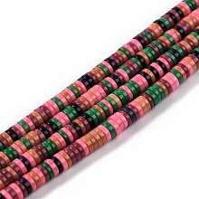 Honeyhandy Natural Agate Beads Strands, Dyed, Heishi Beads, Flat Round/Disc, Mixed Color, 4x1mm, Hole: 1mm, about 250~329pcs/strand, 15.7 inch